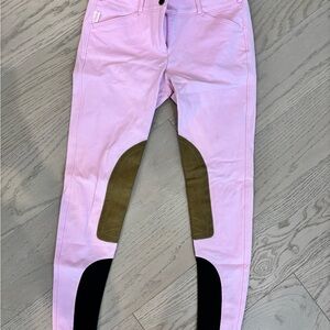 The Tailored Sportsman Candy Pink Breeches Bootsock with Brown Knee Patches